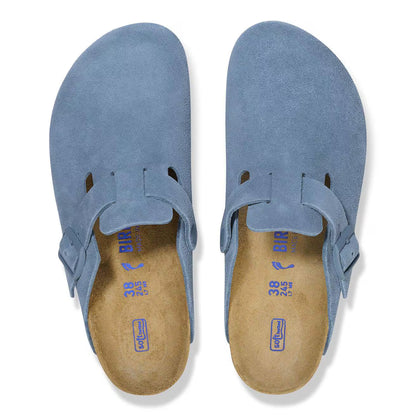 Birkenstock Unisex Boston Soft Footbed Suede Leather Elemental Blue