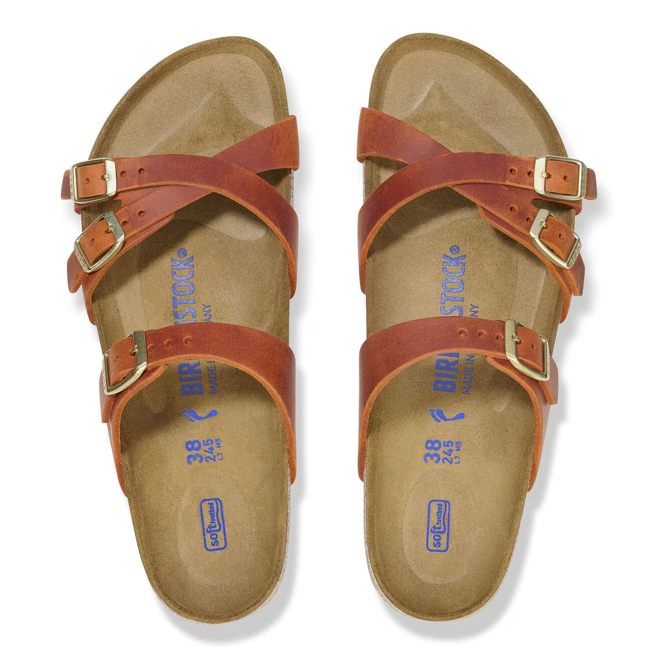 Birkenstock Unisex Franca Natural Leather soft Footbed Burnt Orange