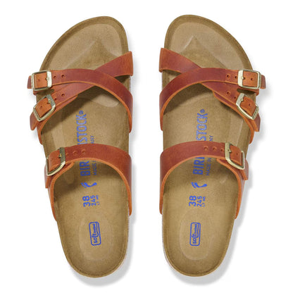 Birkenstock Unisex Franca Natural Leather soft Footbed Burnt Orange