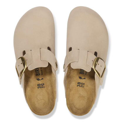Birkenstock Unisex Boston Big Buckle Nubuk Leather Sandcastle