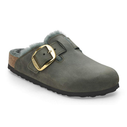 Birkenstock Unisex Boston Big Buckle Shearling Natural Leather Thyme