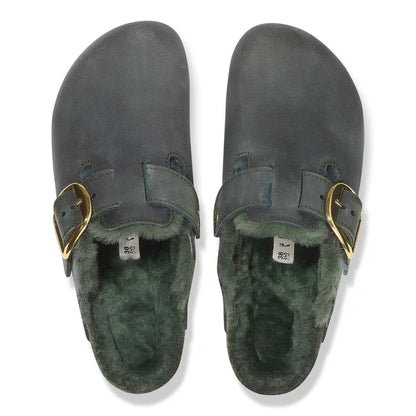 Birkenstock Unisex Boston Big Buckle Shearling Natural Leather Thyme