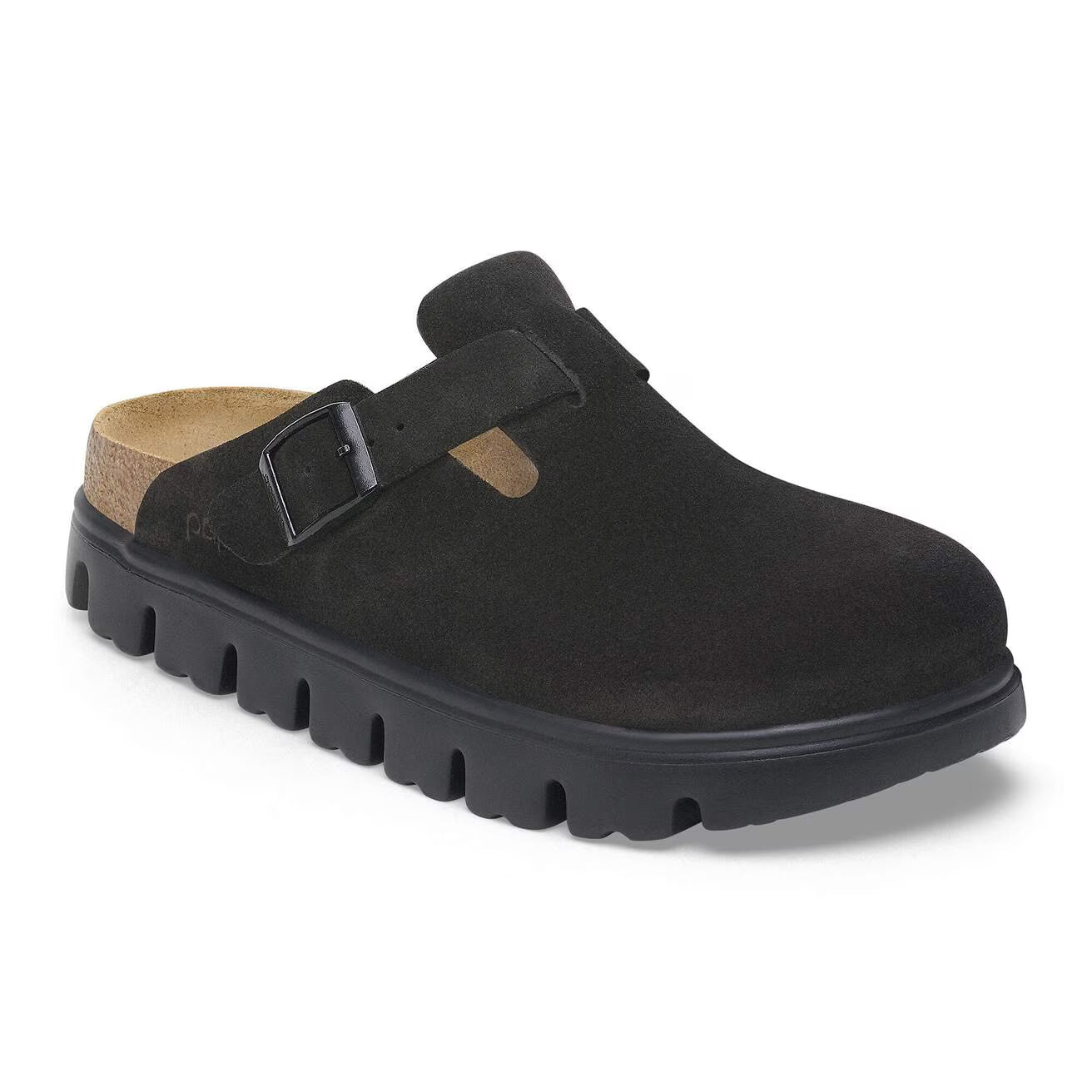 Birkenstock Unisex Boston Pap Chunky Suede Leather Black/Black