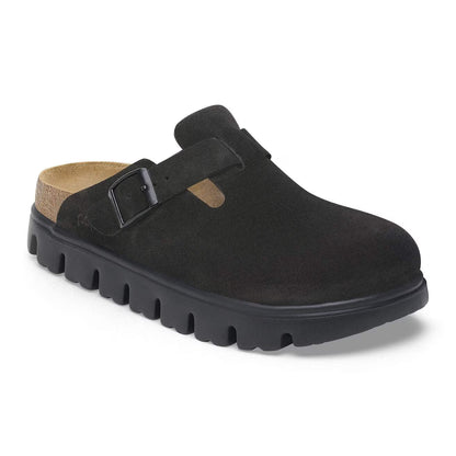Birkenstock Unisex Boston Pap Chunky Suede Leather Black/Black