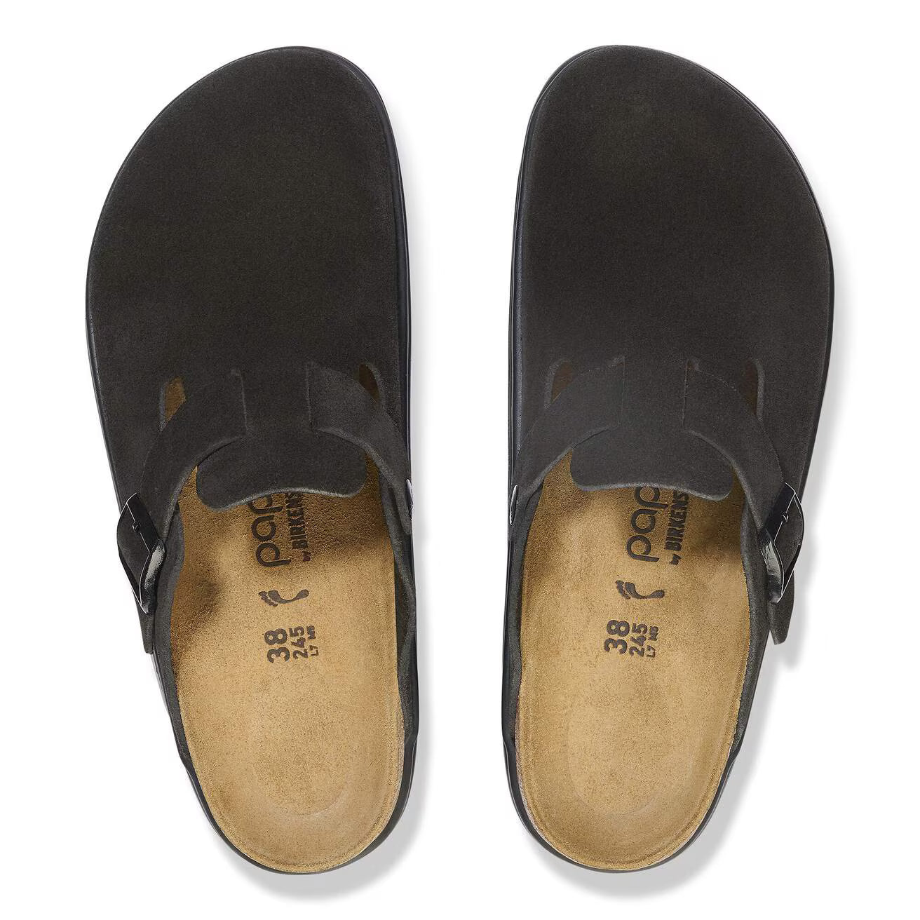 Birkenstock Unisex Boston Pap Chunky Suede Leather Black/Black
