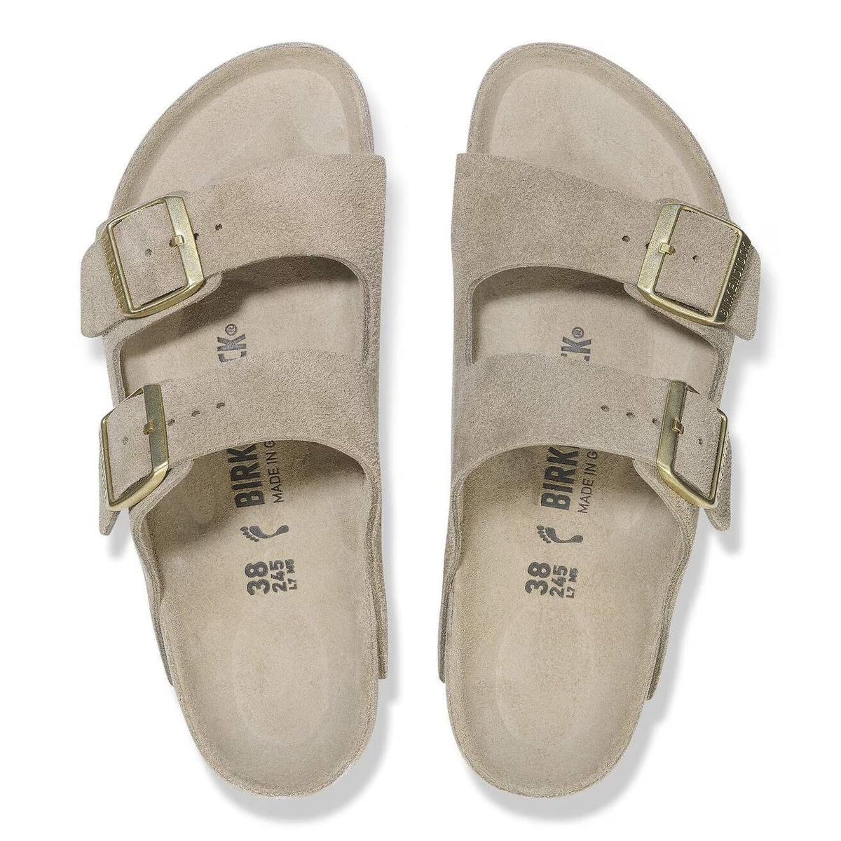 Birkenstock Unisex Arizona Suede Leather Exquisit Allover Taupe