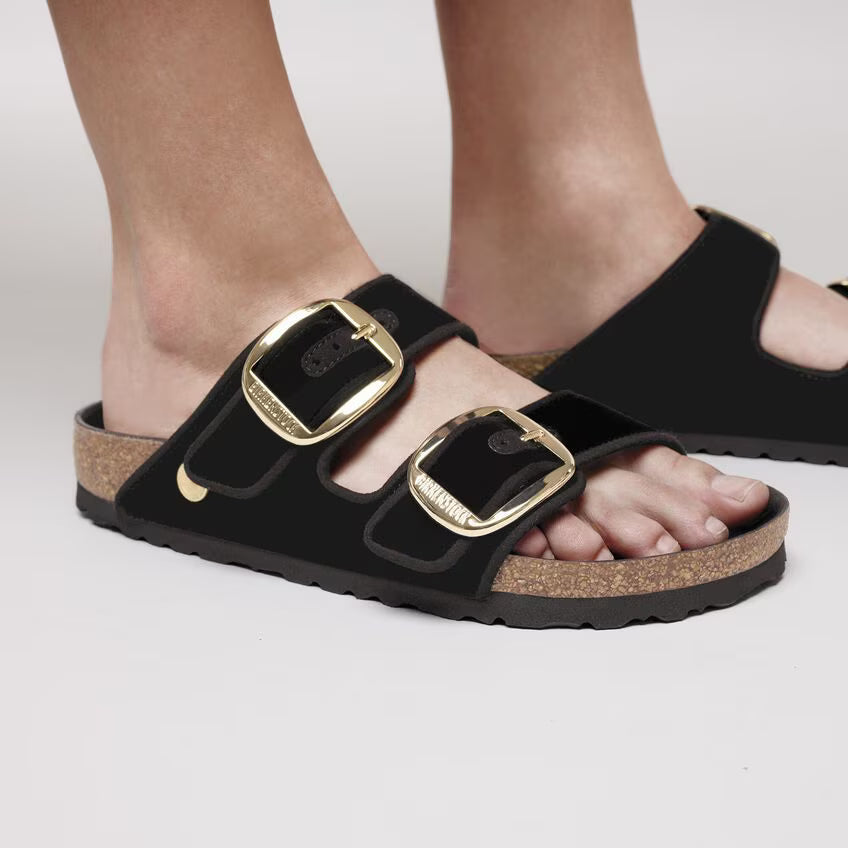 Birkenstock Arizona Big Buckle Rivet Logo Velvet Black Sandals