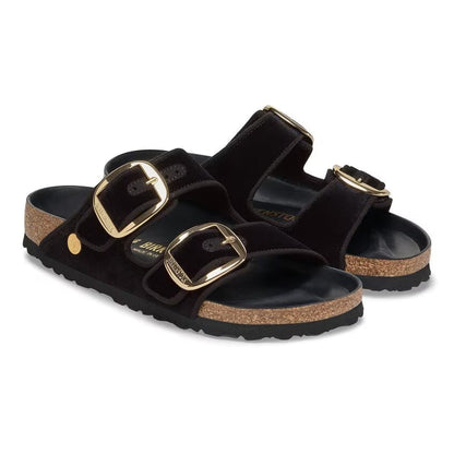 Birkenstock Arizona Big Buckle Rivet Logo Velvet Black Sandals