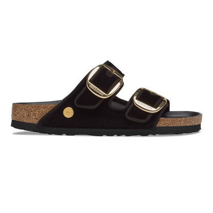 Birkenstock Arizona Big Buckle Rivet Logo Velvet Black Sandals