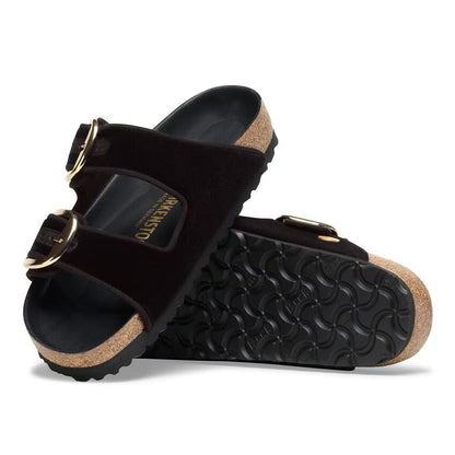 Birkenstock Arizona Big Buckle Rivet Logo Velvet Black Sandals
