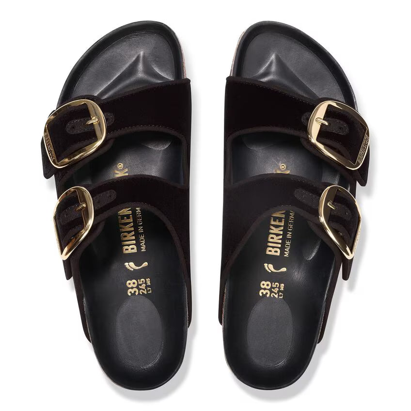 Birkenstock Arizona Big Buckle Rivet Logo Velvet Black Sandals