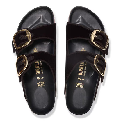 Birkenstock Arizona Big Buckle Rivet Logo Velvet Black Sandals