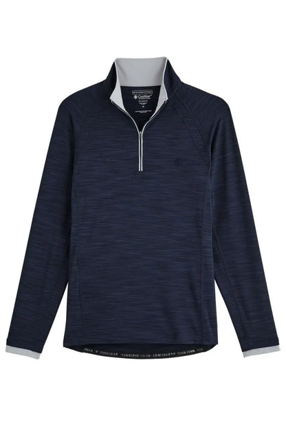 Coolibar Men's Ultimate Half-Zip Rash Guard UPF 50+ - Navy Line