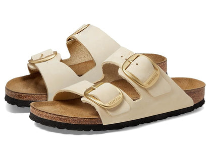 Birkenstock Unisex Arizona Big Buckle Nubuck Leather Ecru