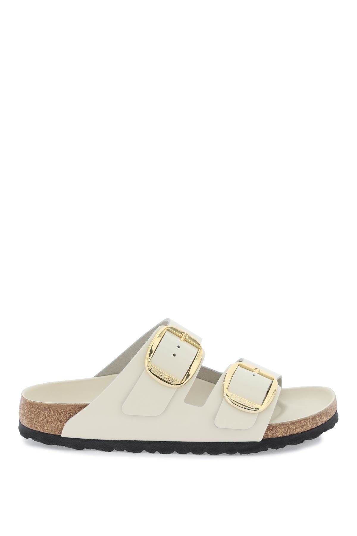 Birkenstock Unisex Arizona Big Buckle Natural Leather Patent High Shine Ecru