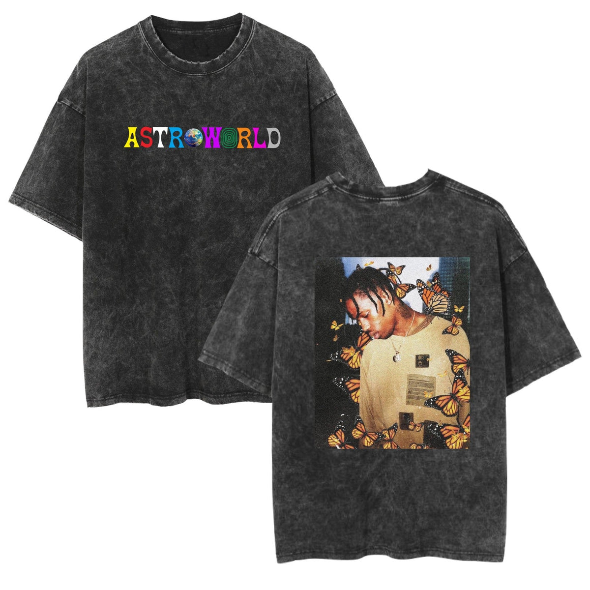 Rap Singer Washed Retro Short Sleeve Fan Commemorative T-Shirt