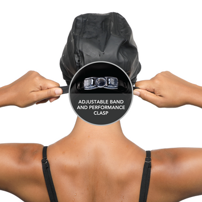 Hairbrella Satin-Lined Waterproof Adjustable Swim Cap - Black