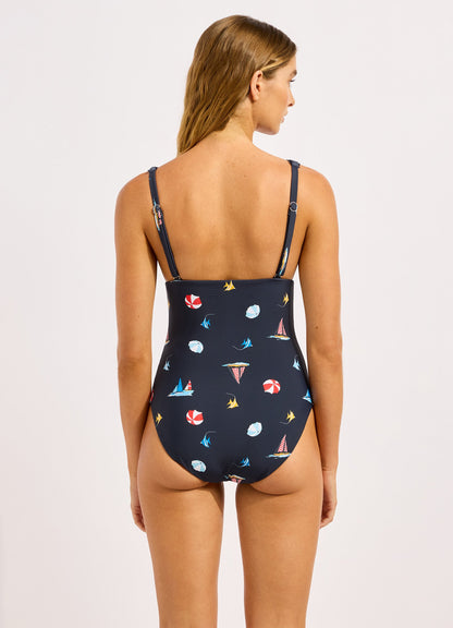 Beachclub V Neck One Piece Swimsuit