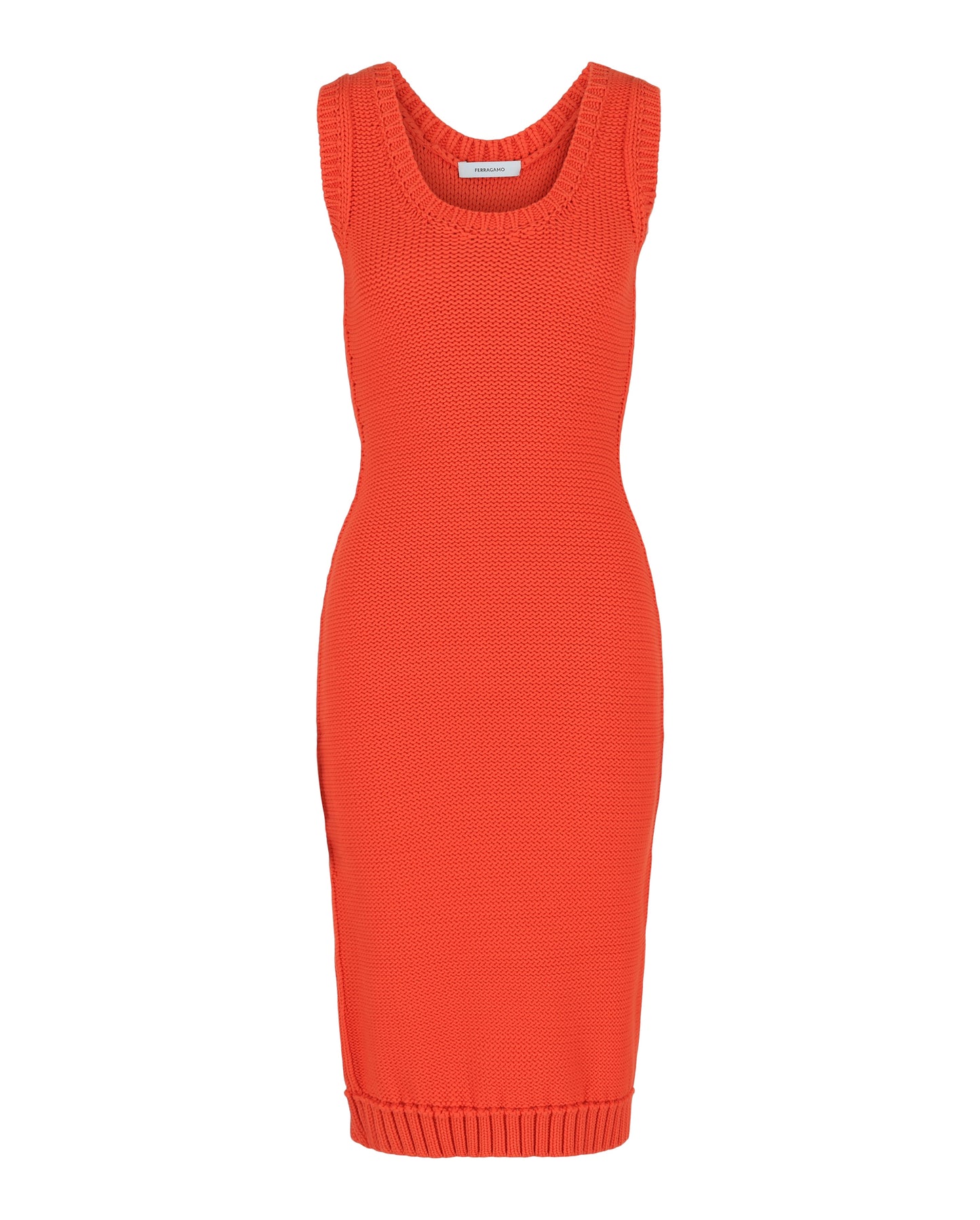 Ferragamo Sleeveless Midi Ribbed Dress