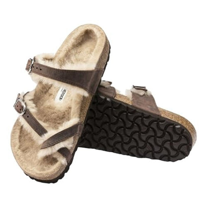 Birkenstock Unisex Mayari Shearling Natural Leather Brown
