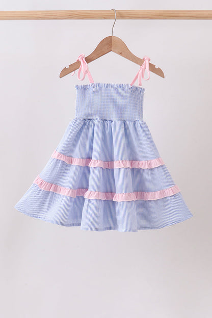 Blue Stripe Smocked Mom Dress
