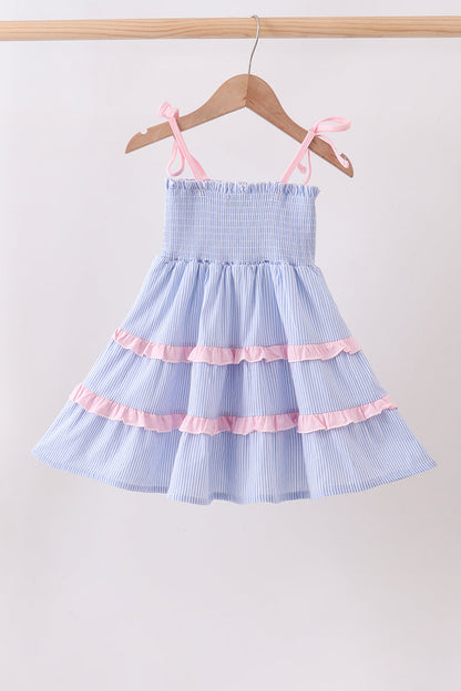 Blue Stripe Smocked Mom Dress