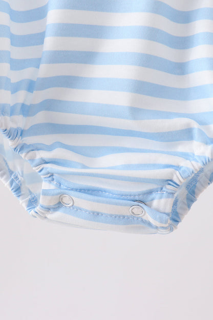 Blue Fire Engine Stripe Embroidered Bubble