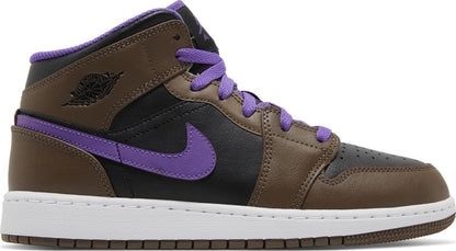Air Jordan Grade School Retro 1 Mid 'Purple Mocha Gs' Sneakers