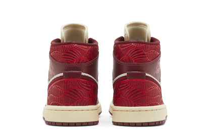 Air Jordan Women's Retro 1 Mid Se 'Tiki Leaf Team Red' Sneakers