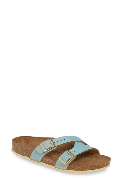 Birkenstock Unisex Yao Suede Leather Washed Aqua