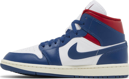 Air Jordan Women's Retro 1 Mid 'French Blue Gym Red' Sneakers