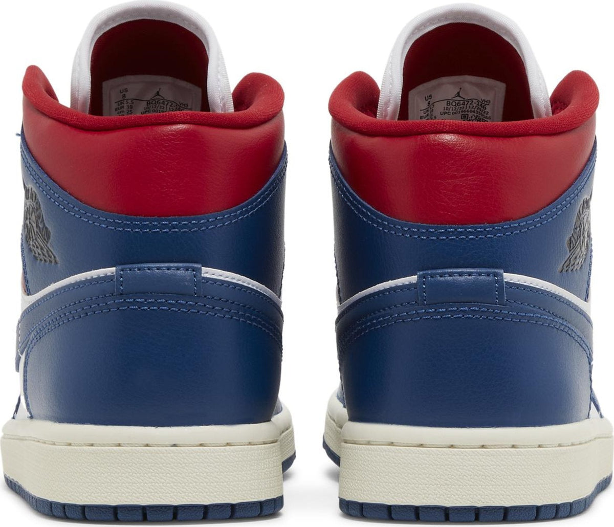 Air Jordan Women's Retro 1 Mid 'French Blue Gym Red' Sneakers