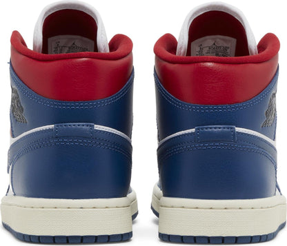 Air Jordan Women's Retro 1 Mid 'French Blue Gym Red' Sneakers