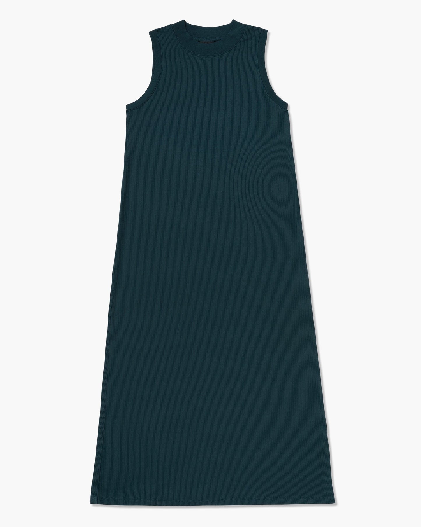 Womens Vintage Rib Column Dress - Lyocell Rib Knit - Reflecting Pond