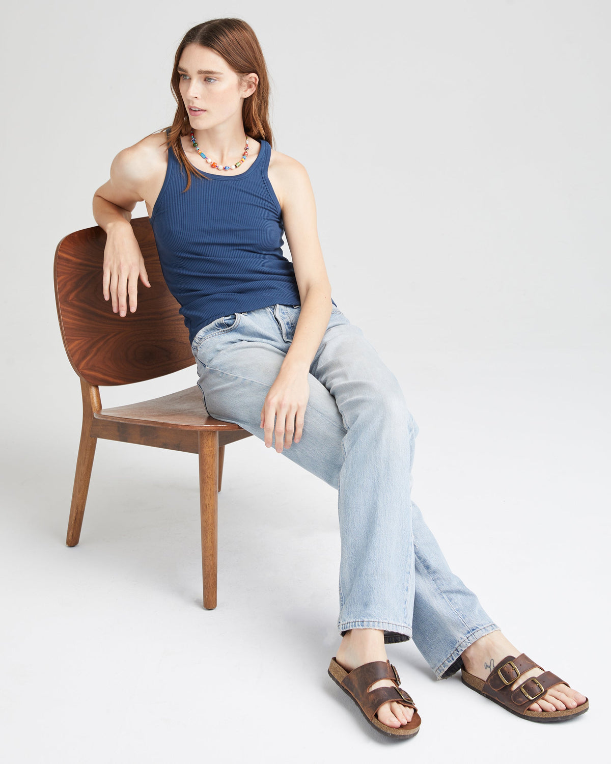 Womens Vintage Rib Tank - Lyocell Rib Knit - Moonlit Ocean