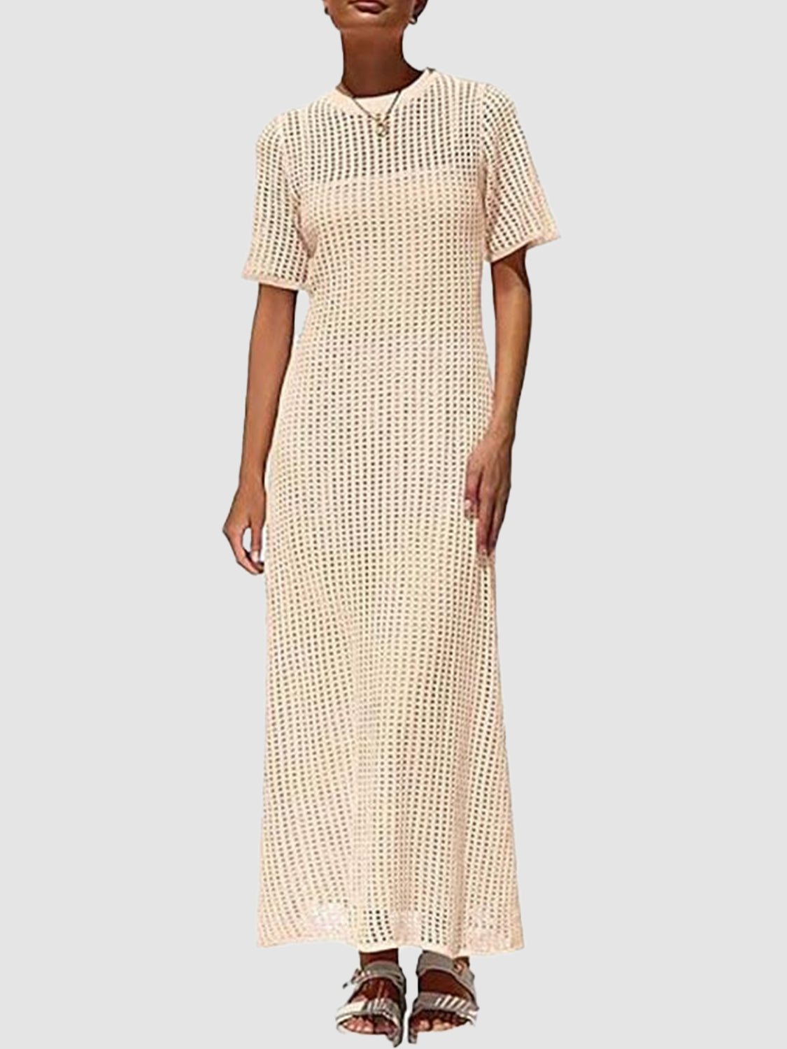 Women's Crochet Eyelet Cover-Up Maxi Dress