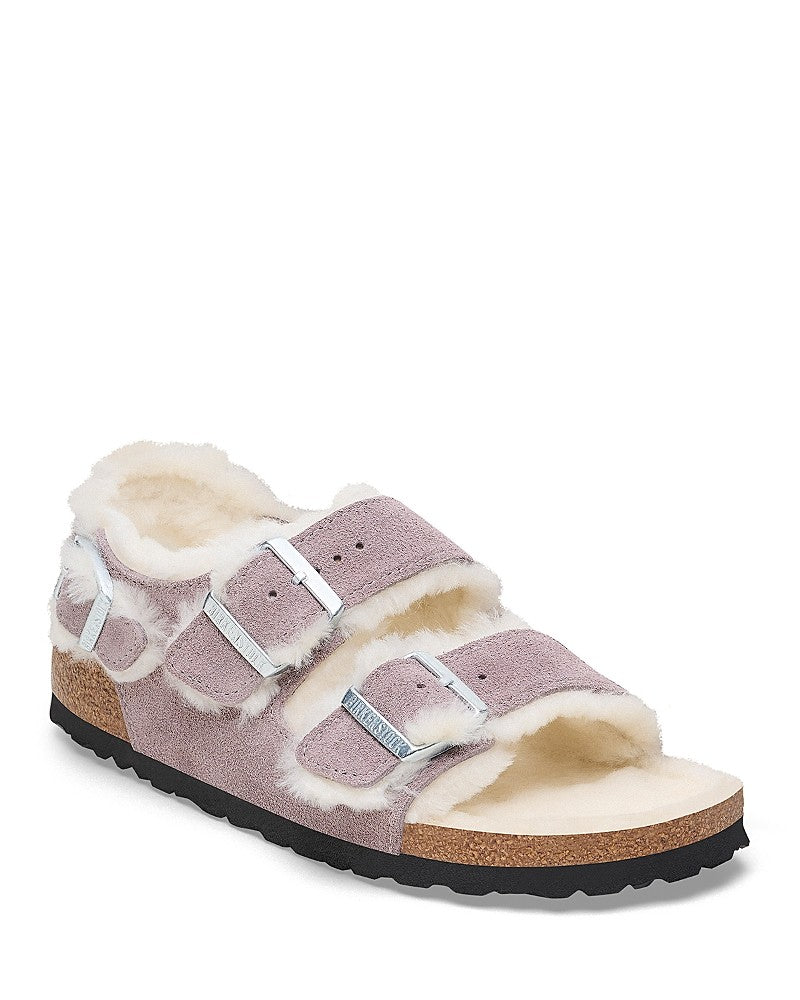Birkenstock Milano Suede Shearling Slingback Sandals