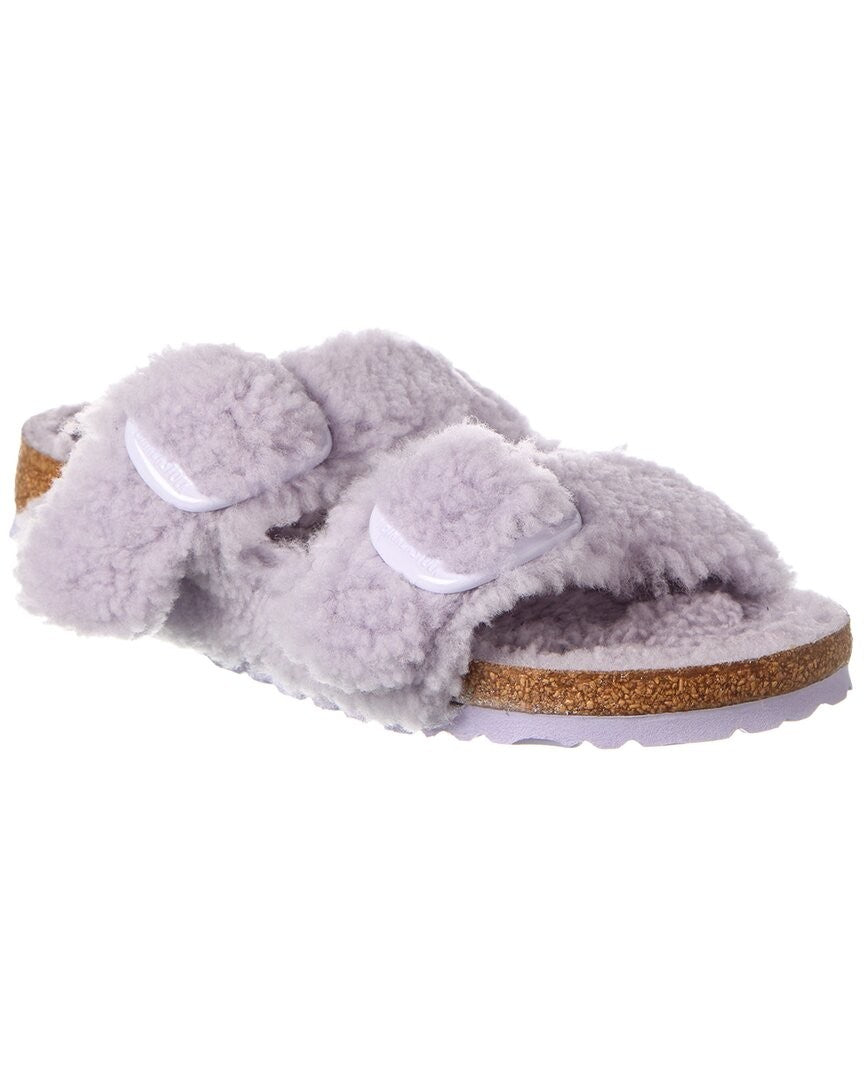 Birkenstock Arizona Big Buckle Teddy Rivet Logo Fur Animal Purple Faux