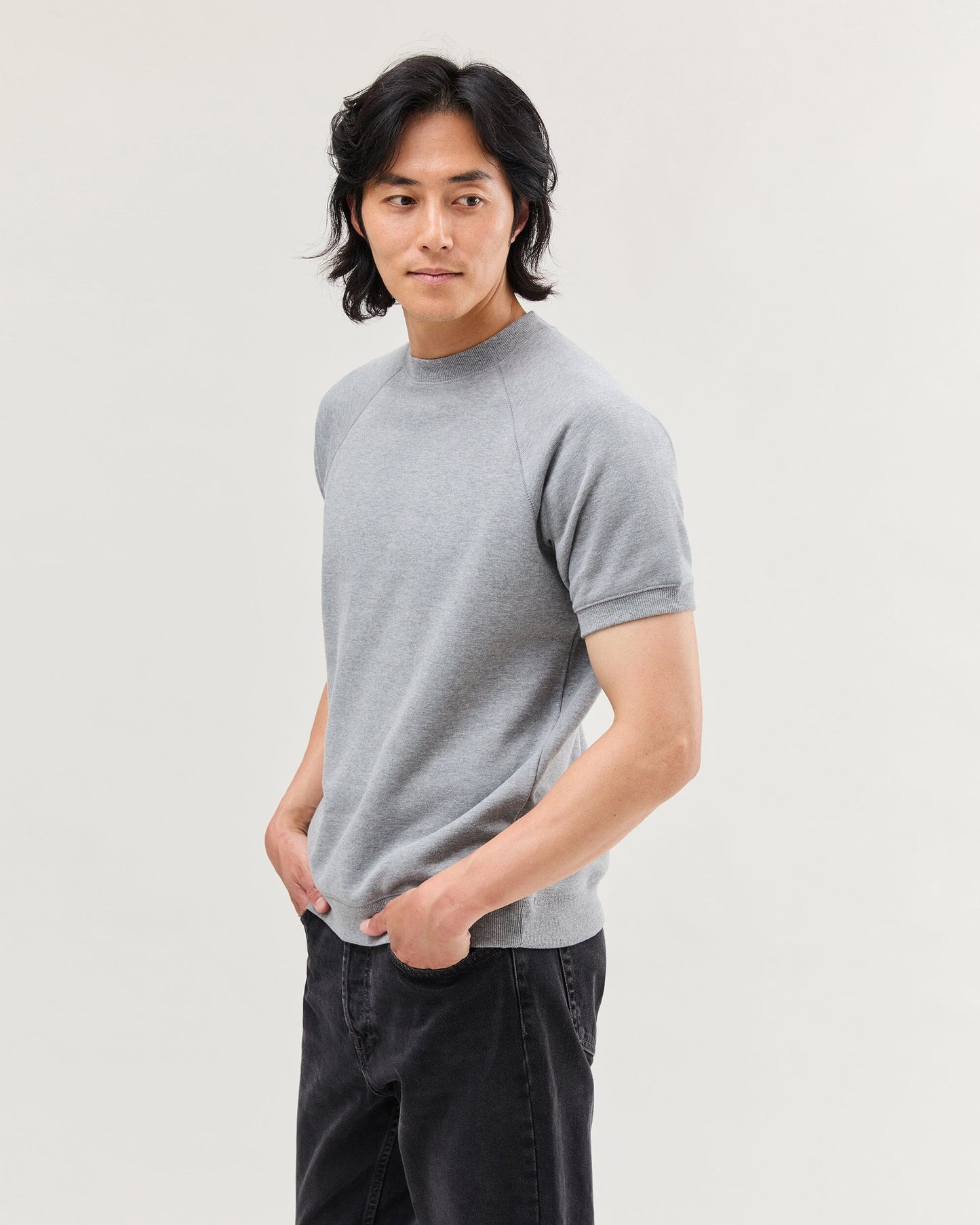 Mens Recycled Fleece Raglan Sweatshirt - Recycled Fleece - Heather Grey