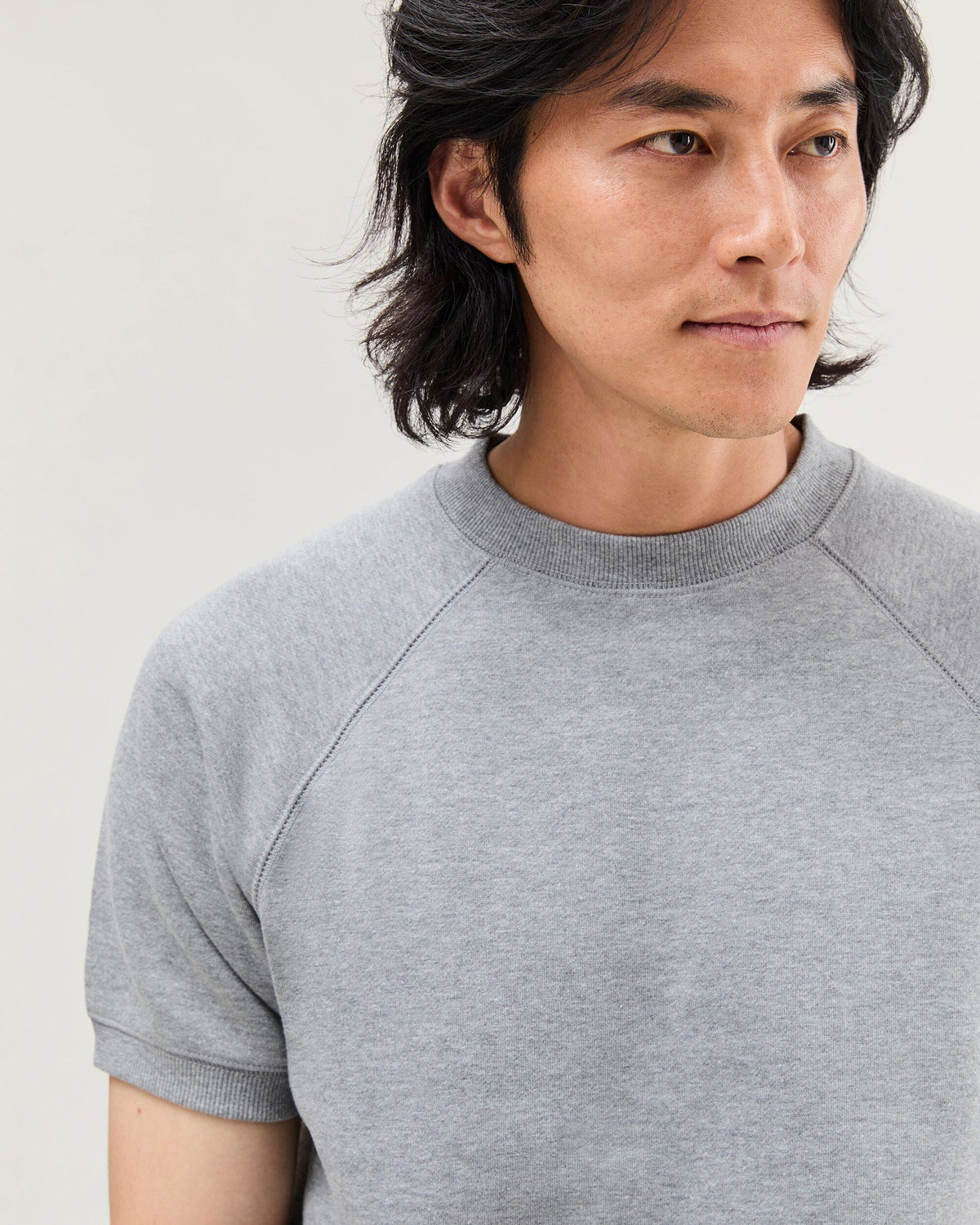 Mens Recycled Fleece Raglan Sweatshirt - Recycled Fleece - Heather Grey