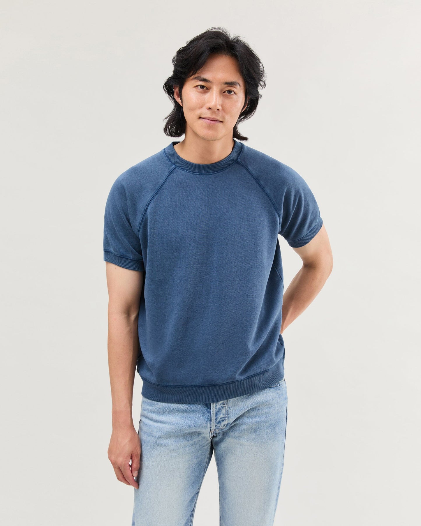 Mens Recycled Fleece Raglan Sweatshirt - Recycled Fleece - Mineral Moonlit Ocean