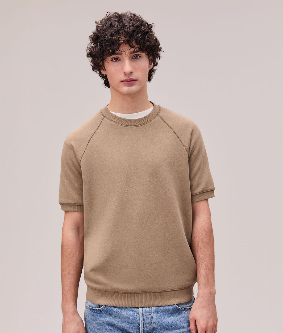 Mens Recycled Fleece Raglan Sweatshirt - Recycled Fleece - Mineral Warm Grey