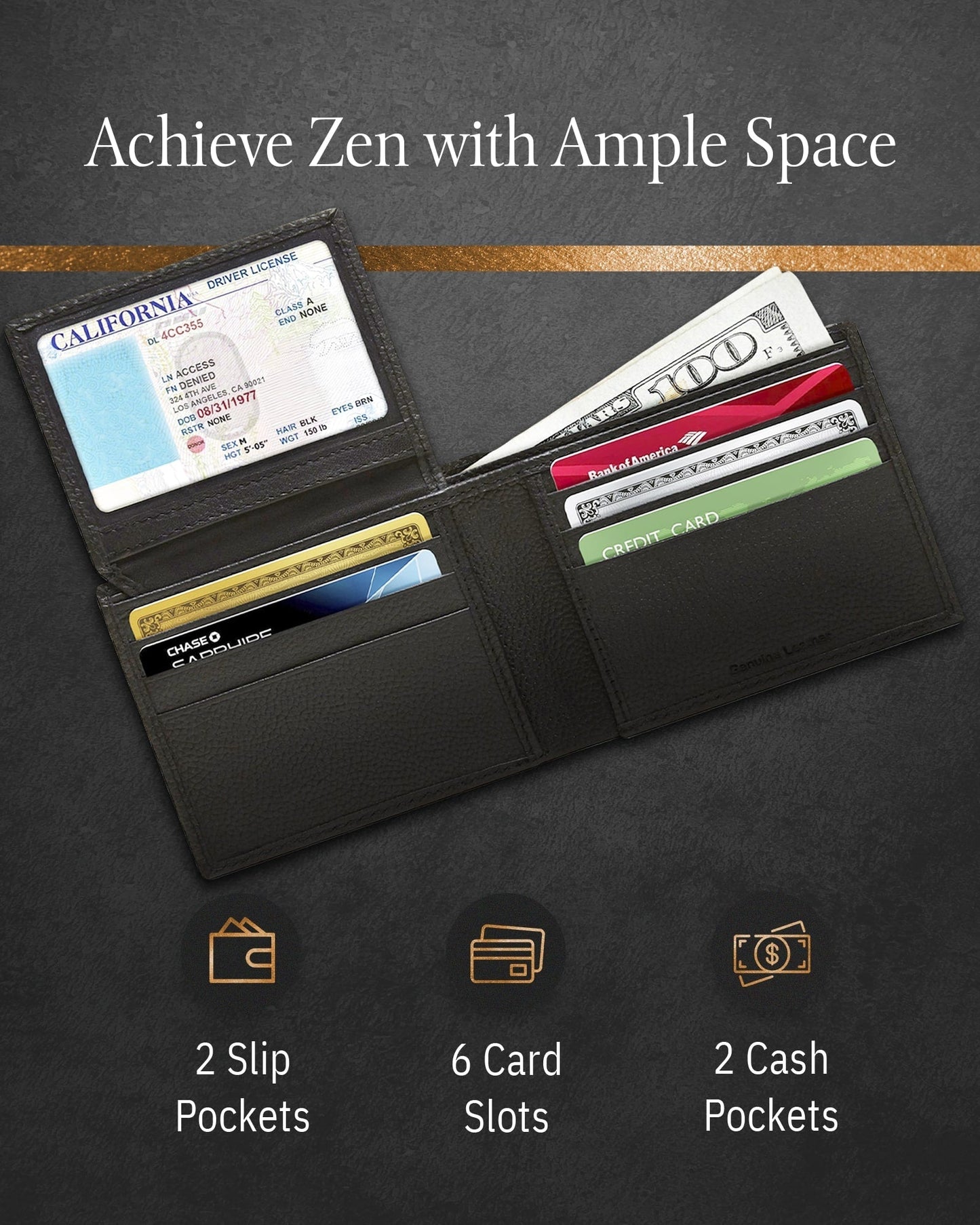 Bifold Wallet With Flip-Up ID Window