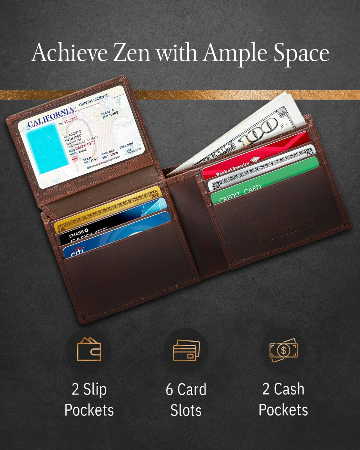 Bifold Wallet With Flip-Up ID Window