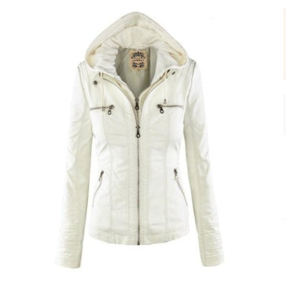 Women's Hooded Leather Jacket
