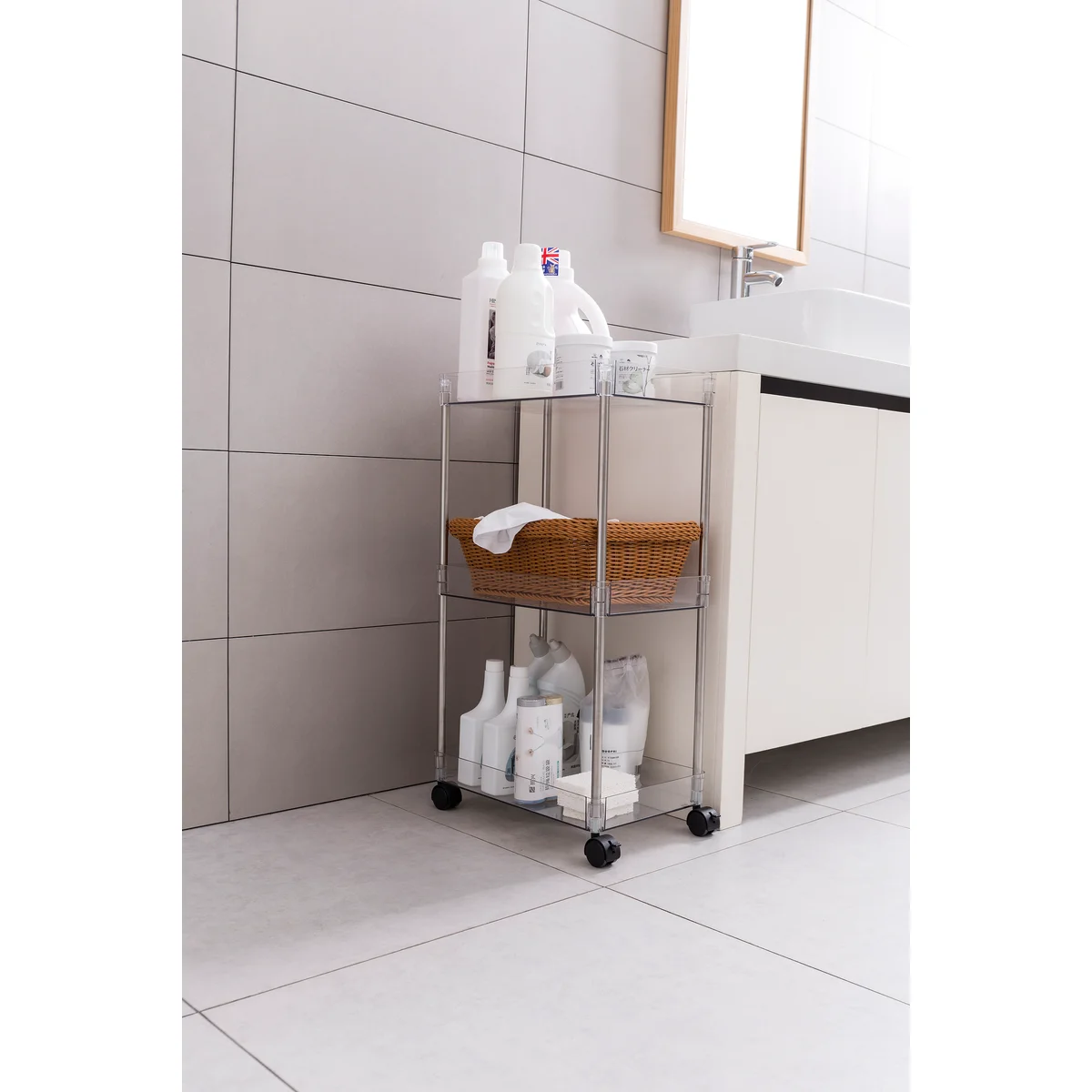 Chrome Clear Acrylic 3 Tier Cart