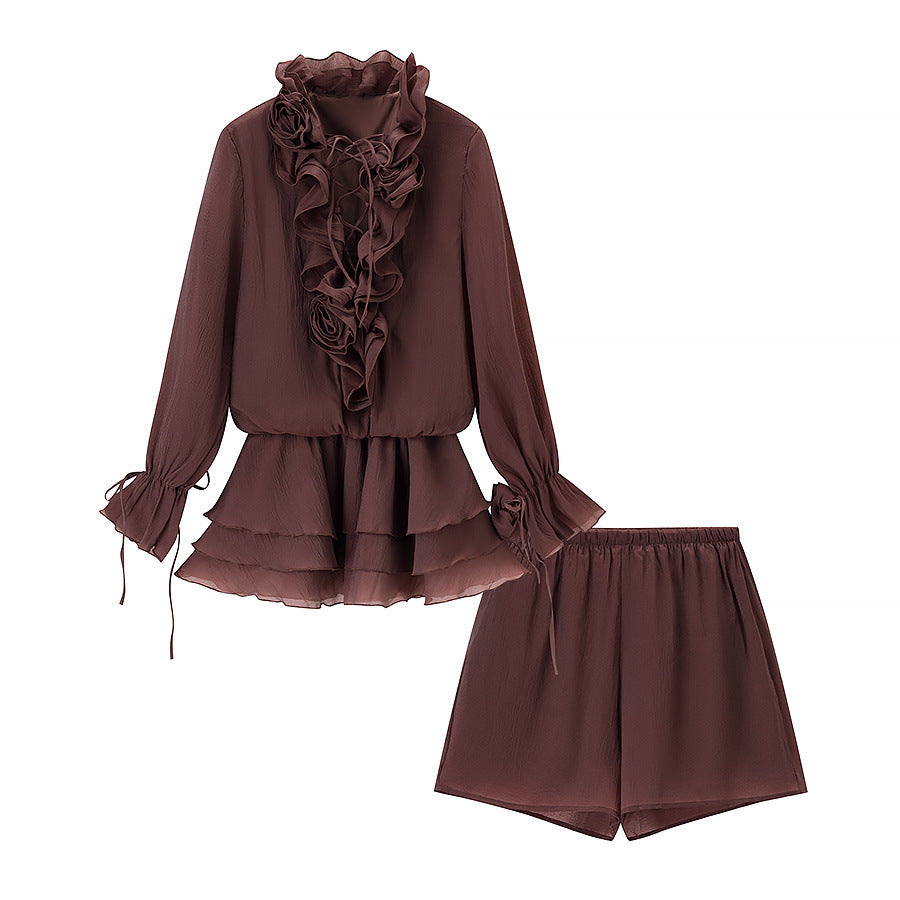 Flower top+shorts set