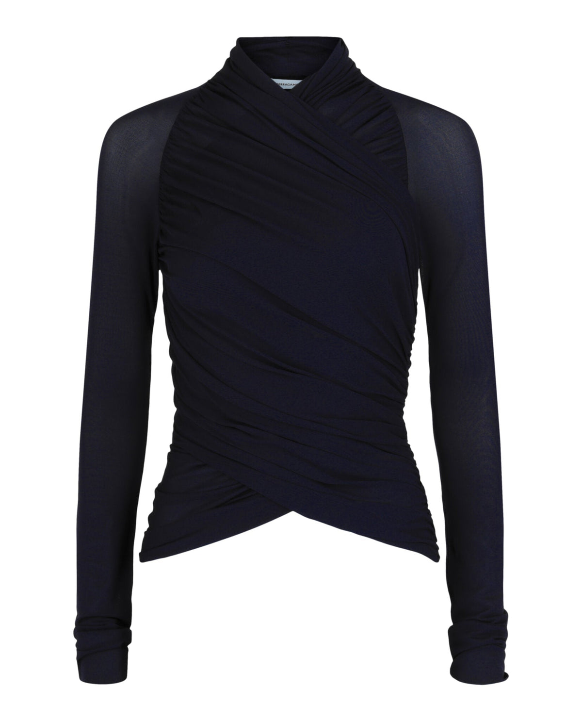 Ferragamo Ruched Long-Sleeve Top