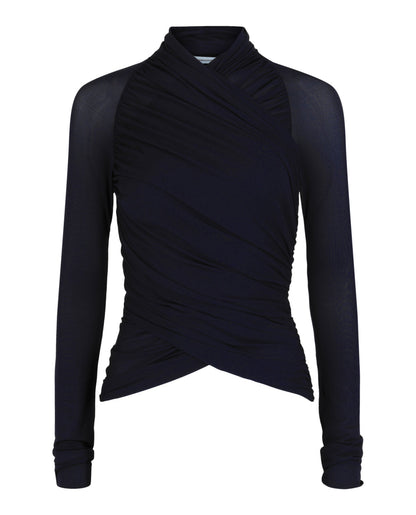 Ferragamo Ruched Long-Sleeve Top