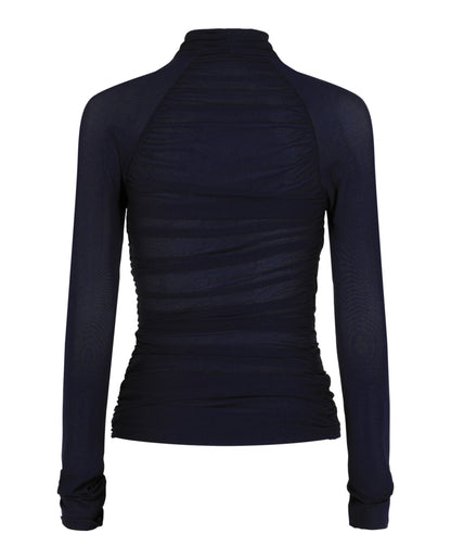 Ferragamo Ruched Long-Sleeve Top